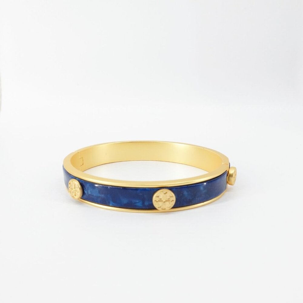 Tory Burch Miller Semiprecious Hinge Studded Bracelet Lapis Blue OS